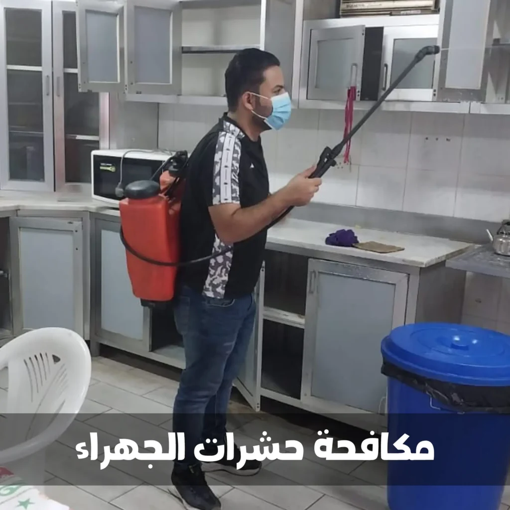 مكافحة حشرات الجهراء فني مكافحة حشرات بالجهراء أثناء رش المبيدات